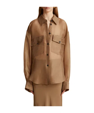 Khaite The Mahmet Silk Shirt In Brown