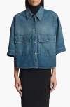 Khaite Mahsha Denim Button-front Top In Stinson