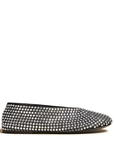 Khaite Marcy Crystal-embellished Satin Ballet Flats In Black