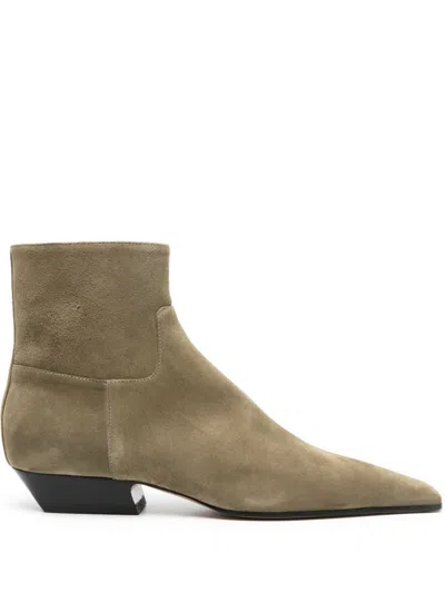 Khaite The Marfa 25mm Suede Ankle Boots In Green