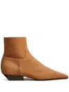 Khaite Square-toed Short Boots In Brown