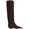 Khaite Marfa Classic Flat Knee High Boot In Leather Brown