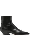 Khaite The Marfa Leather Ankle Boots In Black