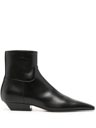 KHAITE THE MARFA LEATHER ANKLE BOOTS