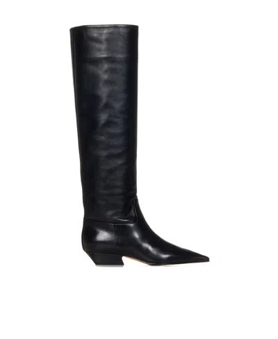 Khaite Marfa Leather Knee Western Boots In Black