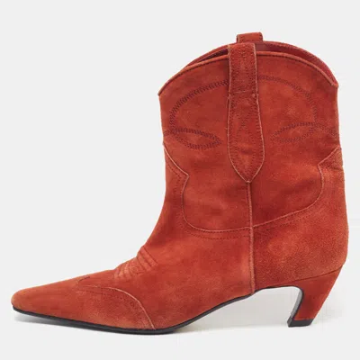 Pre-owned Khaite The Marfa Size 38 Brown Suede Ankle Length Boots