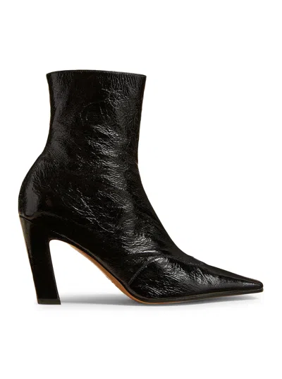 Khaite Nevada Crinkled-leather Ankle Boots In Black