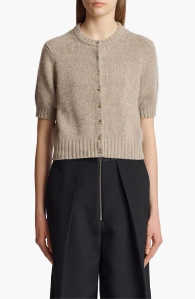 Khaite Nora Cropped Button-up Cardigan In Brown