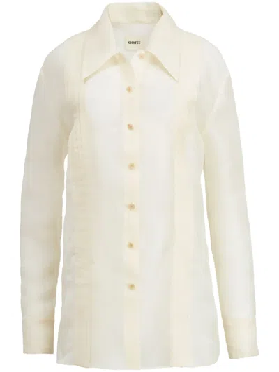 Khaite Nori Silk-organza Shirt In Bone