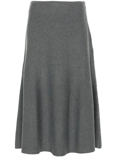 Khaite Odil Midi Skirt In Grey