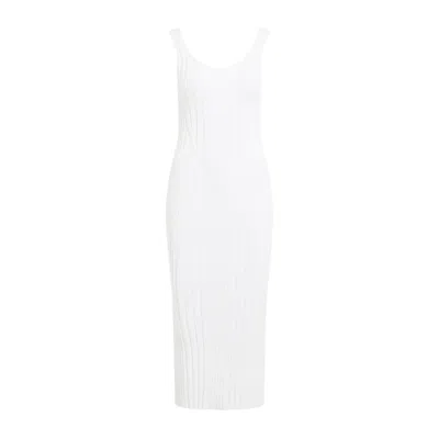 Khaite The Ottilie Low Back Knitted Midi Dress In White