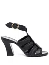 Khaite Perth Caged Calfskin Block-heel Sandals In 黑色