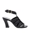 Khaite Perth Caged Calfskin Block-heel Sandals In Black
