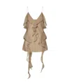 Khaite Piet Cascading-ruffle Sleeveless Tunic Top In Nude