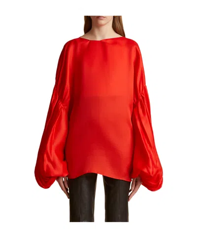 Khaite The Quico Silk Blouse In Red