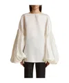 Khaite Quico Balloon-sleeve Oversized Silk Blouse In White