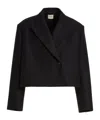 Khaite Raymond Cropped Satin-trimmed Crepe Blazer In Black