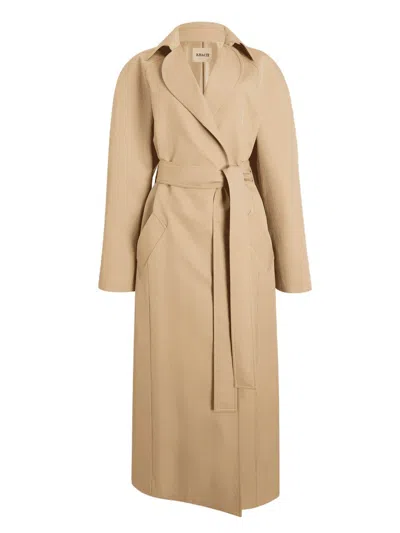 Khaite Roth Belted Cotton-blend Twill Coat In Beige