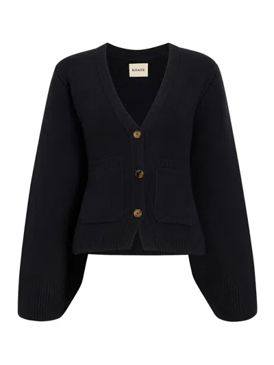 Khaite Scarlet Knitted Cardigan In Blue