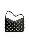 Khaite Elena Small Studded Textured-leather Shoulder Bag In Negro