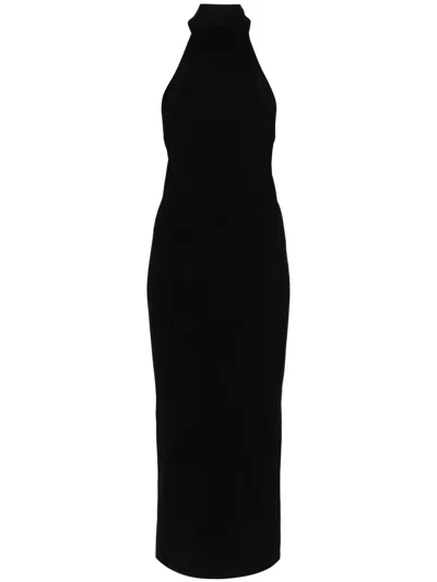 Khaite Suzanne Jersey Halterneck Midi Dress In Black