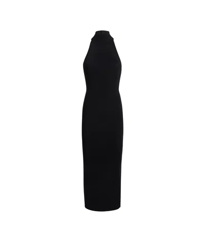 Khaite Suzanne Jersey Halterneck Midi Dress In Black