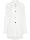 Khaite The Tamal Striped Button-up Shirt In White And Navy Stripe