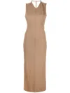 Khaite The Teri Midi Dress In Brown