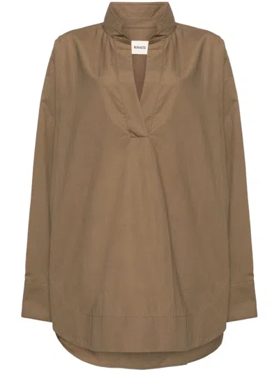 Khaite The Tito Poplin Top In Brown