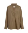 Khaite Open-necked Pullover Shirt In Brown