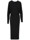 Khaite The Trina Long-sleeved Open-back Midi Dress In Black