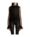 Khaite Ula Ruffled Plissé-tulle Blouse In Black