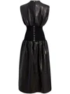 Khaite Uni Corset Leather Maxi Dress In Black