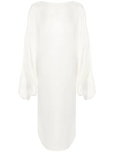 Khaite Zelma Oversized Silk Maxi Dress In Neutrals