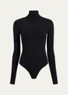 Khaite Thea High-neck Wool Bodysuit In Black