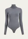 Khaite Thea Knit Wool-blend Turtleneck Bodysuit In Sterling