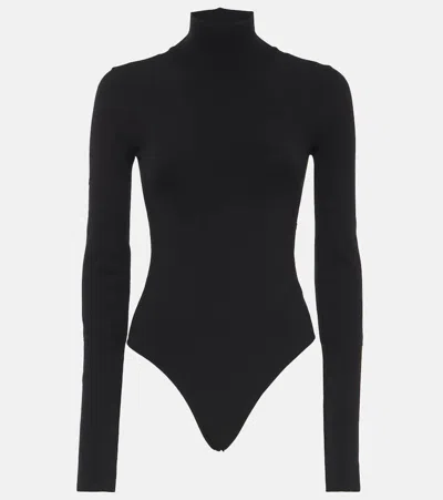 Khaite Thea High-neck Wool Bodysuit In Black