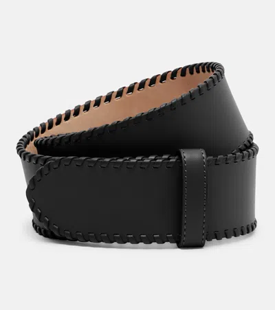 Khaite Theo Leather Belt In Black