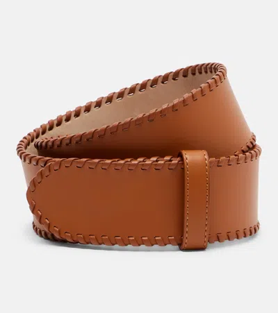 Khaite Theo Leather Belt In Brown