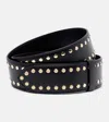 Khaite Theo Studded Leather Belt In Brown