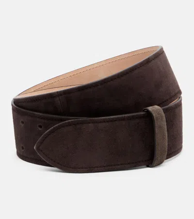 Khaite Theo Suede Belt In Brown