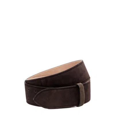 Khaite Theo Suede Belt In Brown