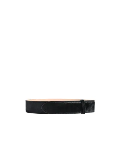 Khaite Theo Calf Hair Waist Belt In Black