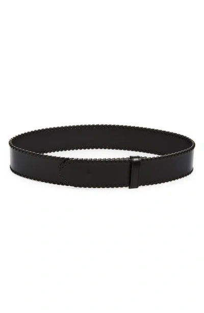 Khaite Theo Whipstitched Leather Belt In Black