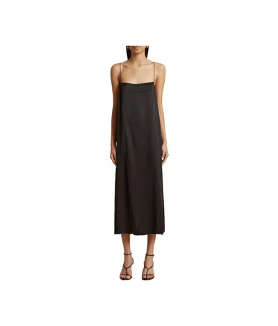 Khaite Thin Shoulder Strap Dress In Black