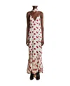 Khaite Candita Scarf-detailed Printed Twill Maxi Dress In White