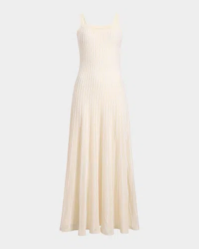 KHAITE THORA CASHMERE PINTELLE KNIT MAXI DRESS WITH CAPE