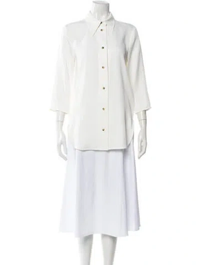 Pre-owned Khaite Three-quarter Sleeve Button-up Top In White