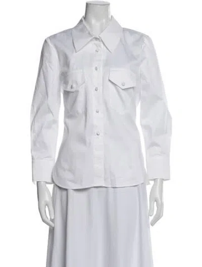 Pre-owned Khaite Three-quarter Sleeve Button-up Top In White