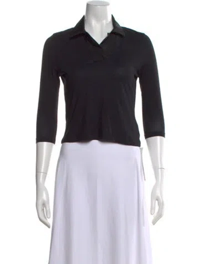 Pre-owned Khaite Three-quarter Sleeve Crop Top In Black